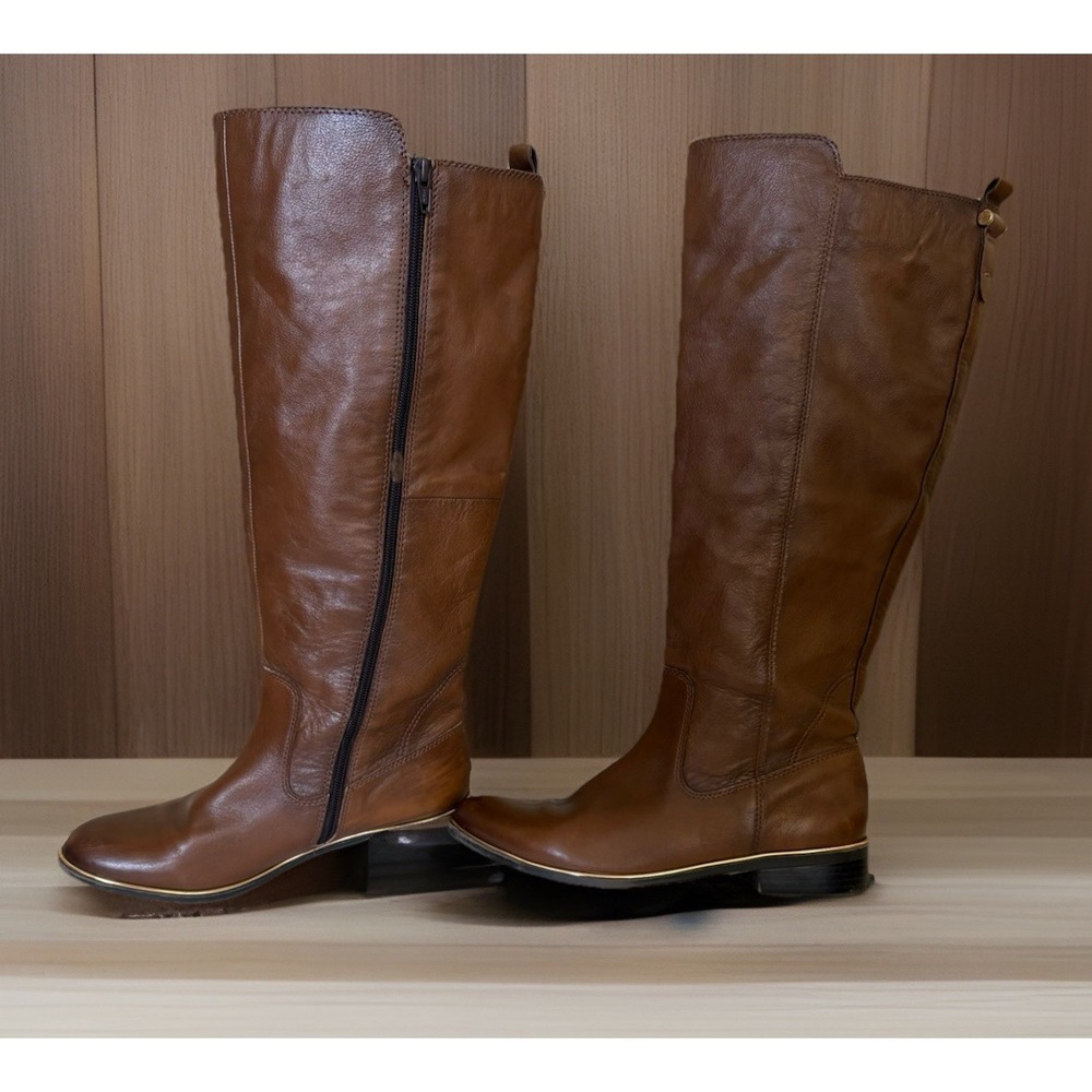 Aldo Boots Women's 9M Brown Leather Knee High Zip Riding Cherrie Equestrian